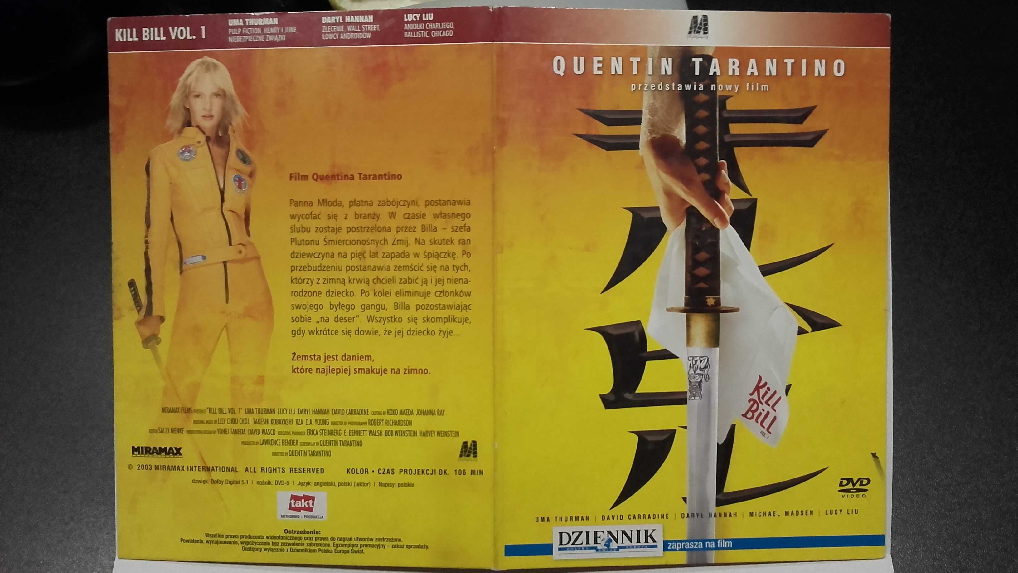 Tarantino zestaw płyt DVD : Jackie Brown, Kill Bill 1 i 2.