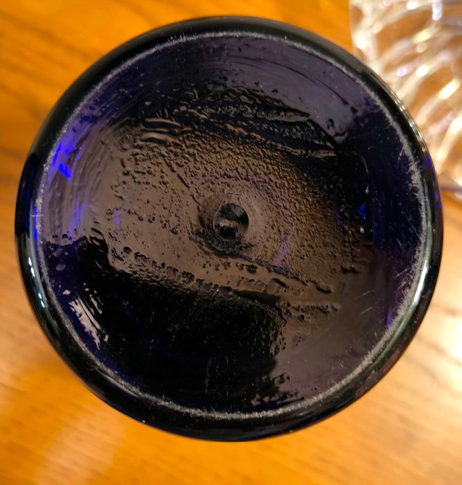 KRYSZTAŁY PRL Stary WAZON Kryształowy Niebieski / 25cm/ Bez Uszkodzeń