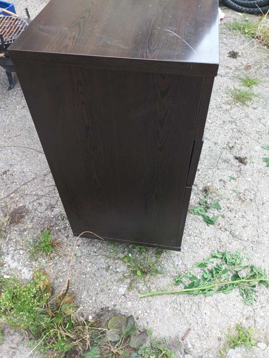 Komoda z szufladami ciemny brąz połysk 163x42x80