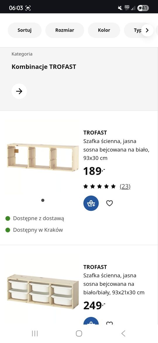 Ikea trofast 3 regały z pojemnikami