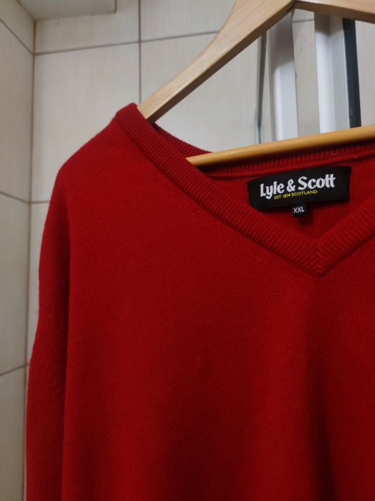 sweter sweterek czerwony XXL red Lyle&Scott classic sport retro drip p