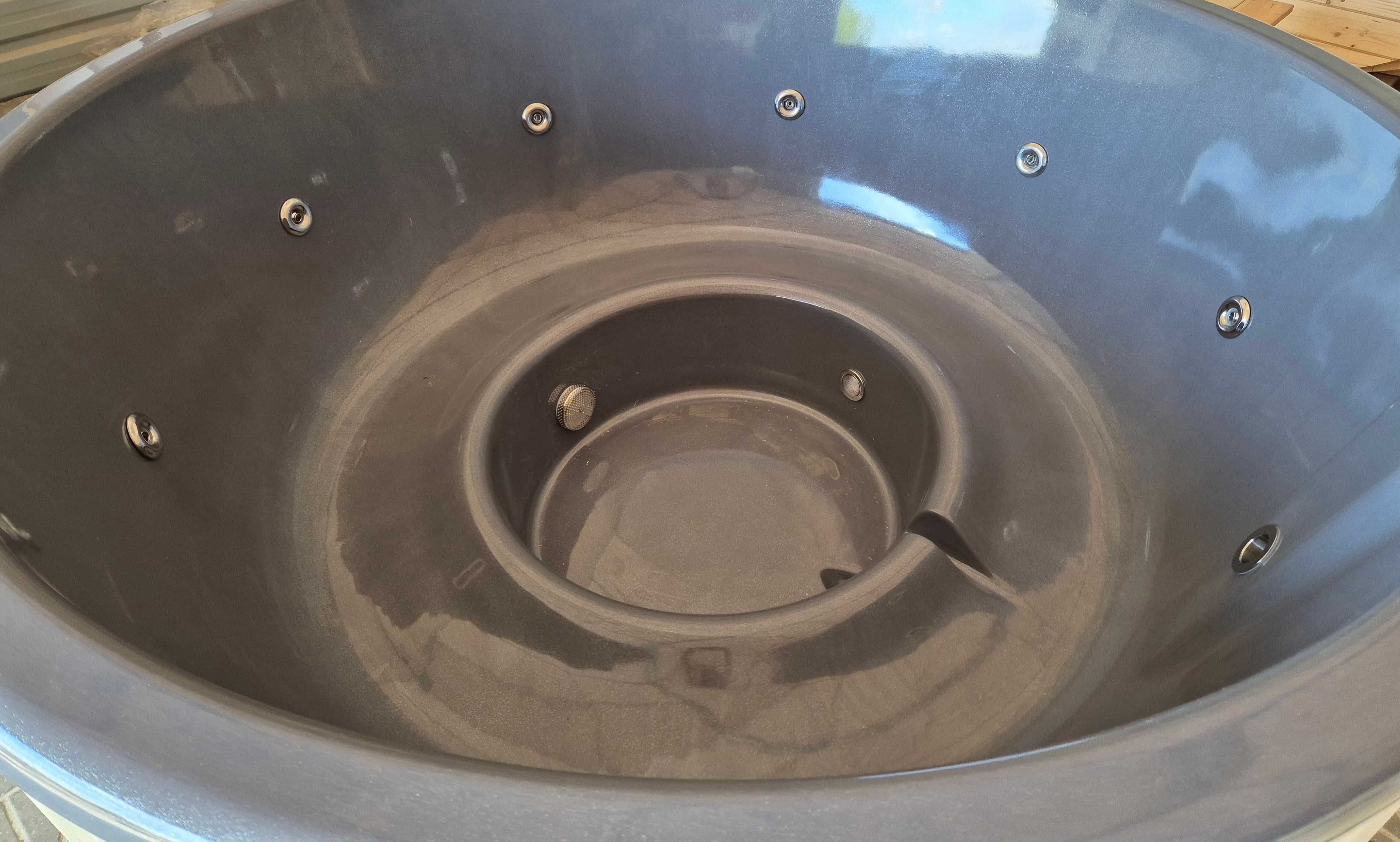 Balia ogrodowa z piecem, jakuzzi, gorąca beczka, wanna z masażem spa