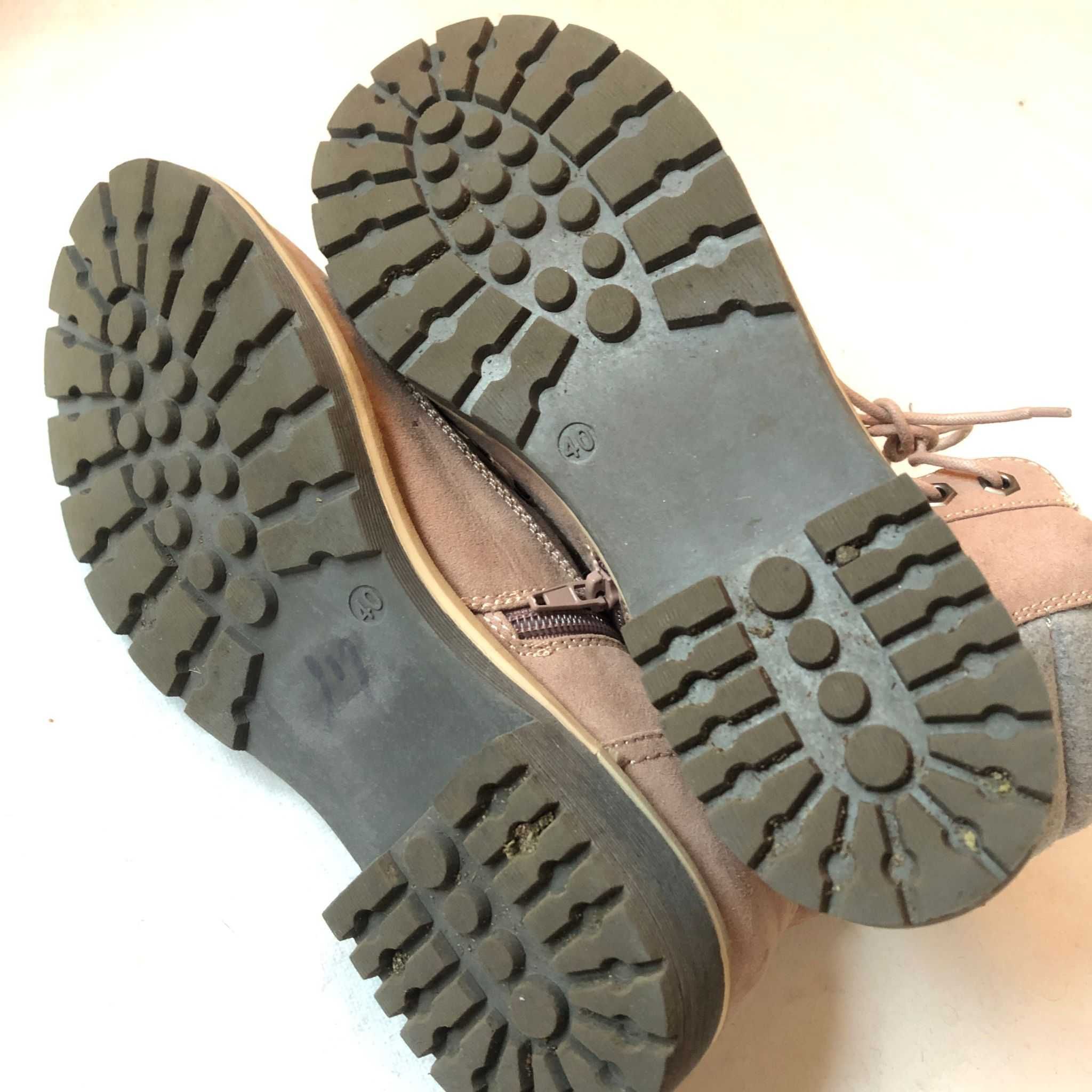 Buty zimowe Highland Creek zamszowe pudrowy róż ocieplane kozaki