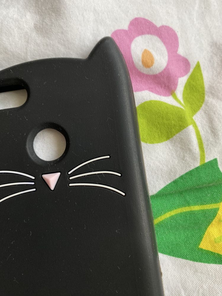 Obudowa case etui Huawei P9 Lite Mini czarny kot z uszkami miekki