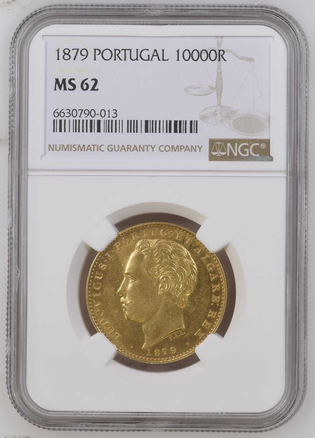 Moeda ouro D Luis I 10.000 Réis ( NGC) 1879