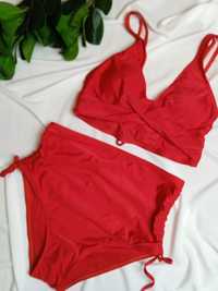 Kostium kąpielowy dwuczęściowy czerwony M strój na plażę basen wakacje
