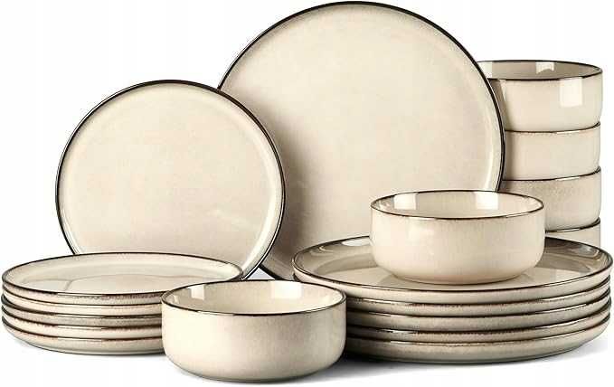 Homikit Zestaw Obiadowy Kamionkowy 18 - częściowy dla 6 Osób, ceramika