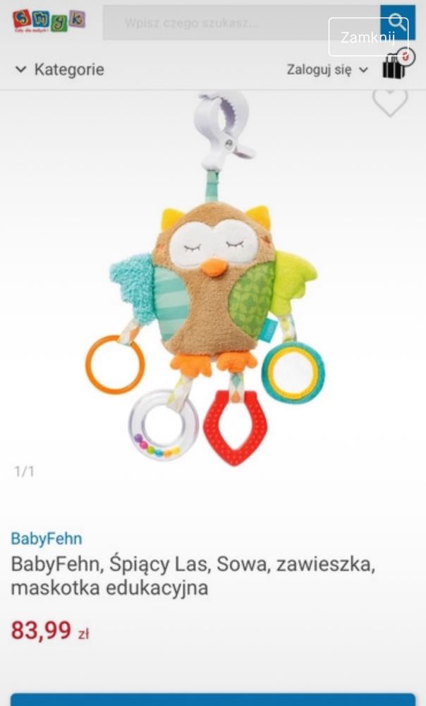 Sowa, zawieszka niemowlęca, zabawka sensoryczna, unisex