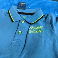 T-shirt polo niebieskie dłuższy tył. Nowy z metką bliźniaki  86/93
