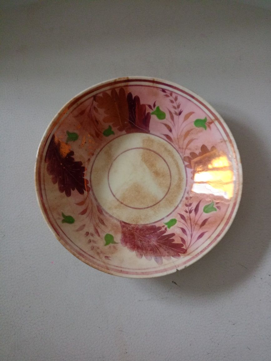 Podstawek różowy/miseczka porcelana antyk