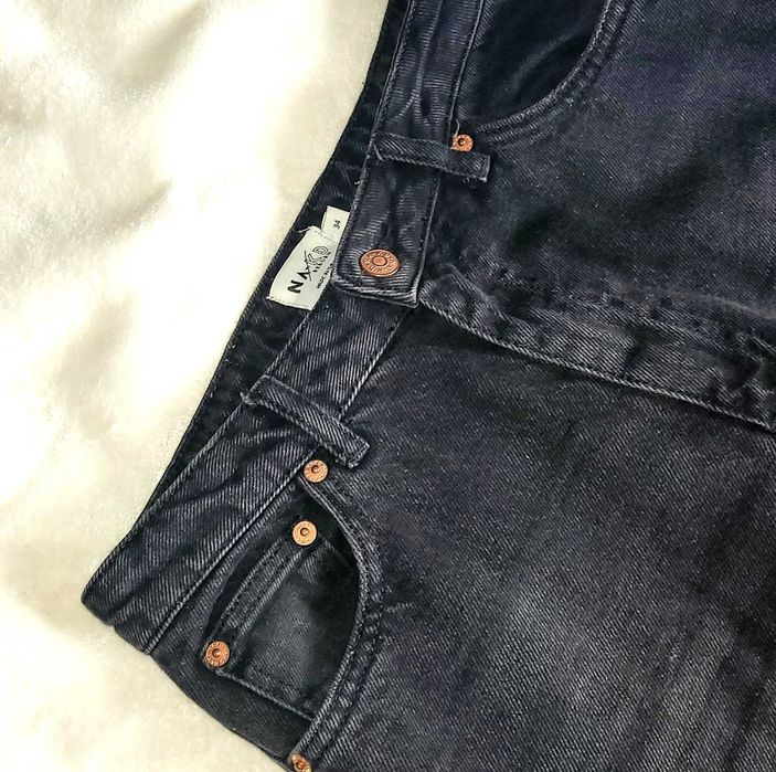 NA-KD szerokie spodnie jeansowe czarne WIDE LEG 34 XS 6