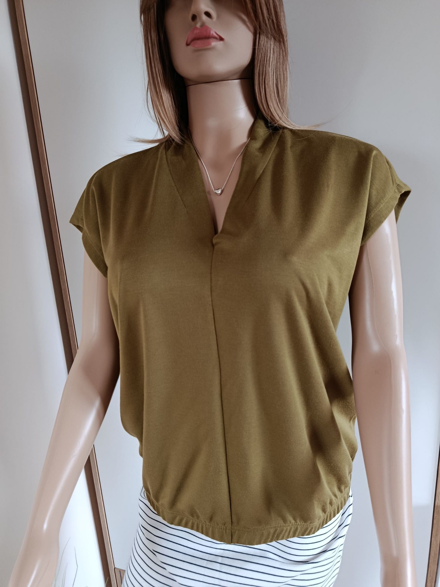 Nowa bluzka damska krótki rękaw khaki Tchibo rozmiar 44/46