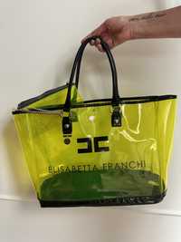 Torba shopper Elisabetta Franchi żółta neonowa