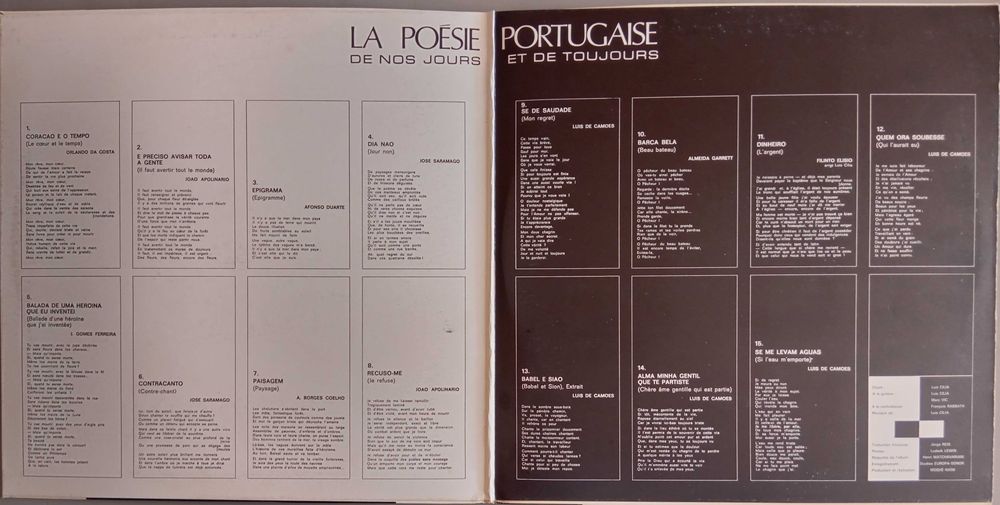 Luís Cília	- - - - -	La Poésie Portugaise de Nos Jours et ... - 1	- LP