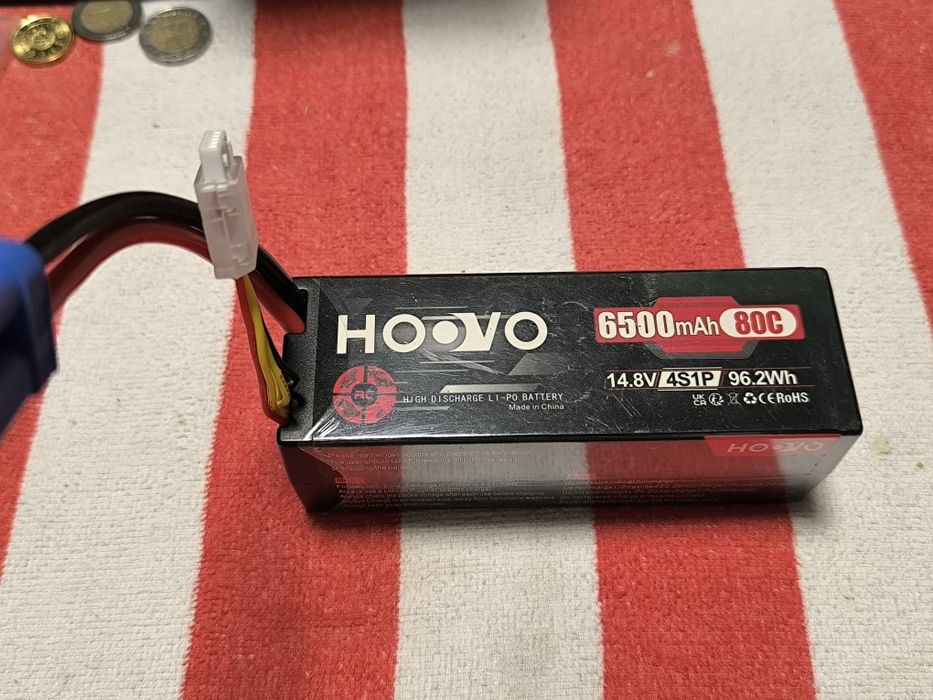 Bateria Lipo 4S 14,8 V 6500 mAh 80C para RC, Conector EC5, Caixa Rígid
