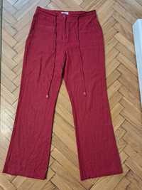 Spodnie lniane czerwone, r. L 55% len 45% bawełna