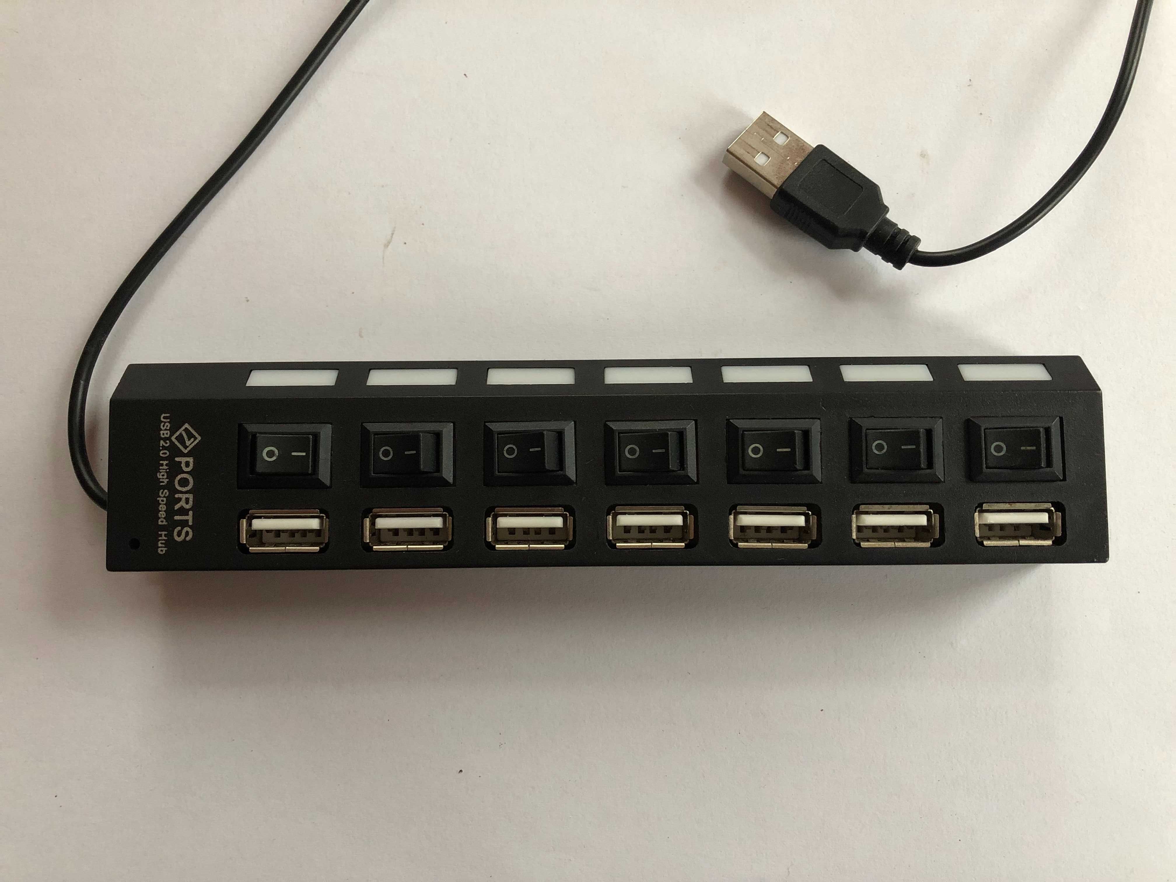 Hub rozdzielacz gniazda USB na 7xUSB  z niezależnymi włącznikami