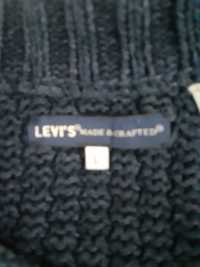 LEVIS -USA gruby sweter damski roz L granatowy,bardzo gesty splot.