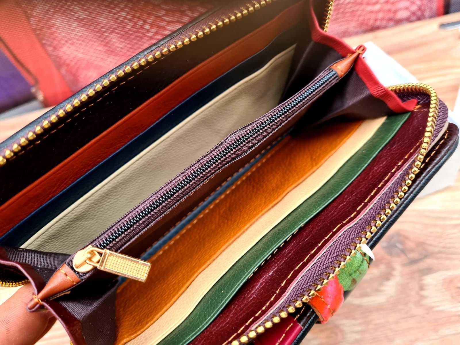 Nowy modny piękny skórzany portfel damski kolorowy Patchwork