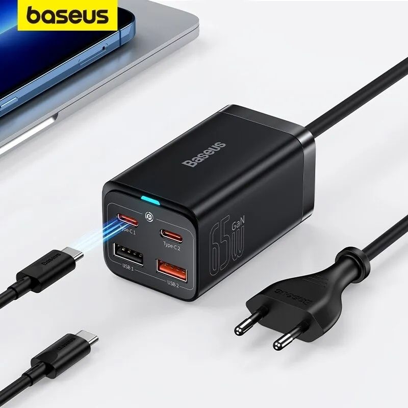 Ładowarka sieciowa Baseus GaN3 Pro 2x USB-C 2x USB 65W + kabel USB-C
5