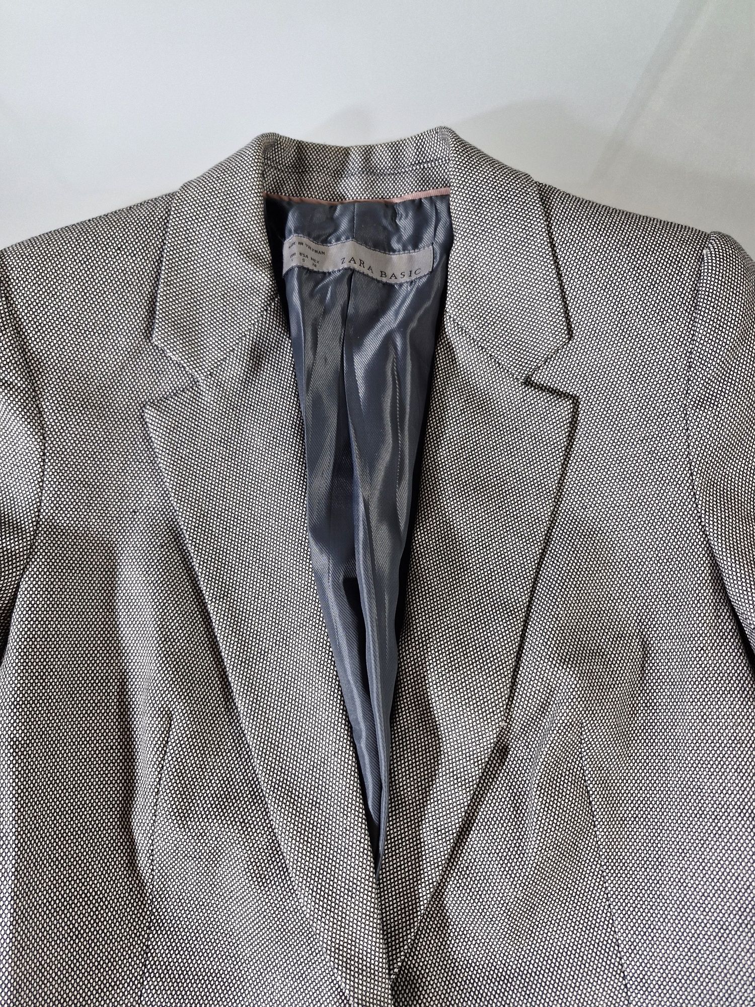 Zara Basic Szara Marynarka z Jednym Guzikiem Rozmiar S