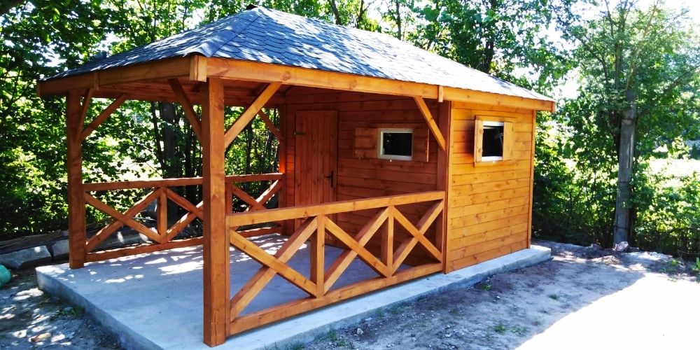 domek narzędziowy 2w1 drewutnia altana wiata altanka 3x3 4x4