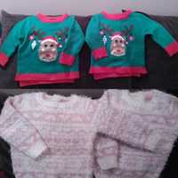 sweterki świąteczne zimowe 12m, dla bliźniaczek