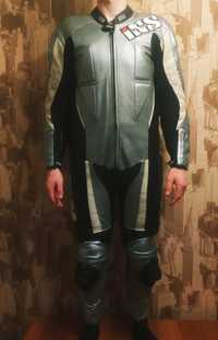 M/L Мото костюм комбинезон байкерский кожаный экип