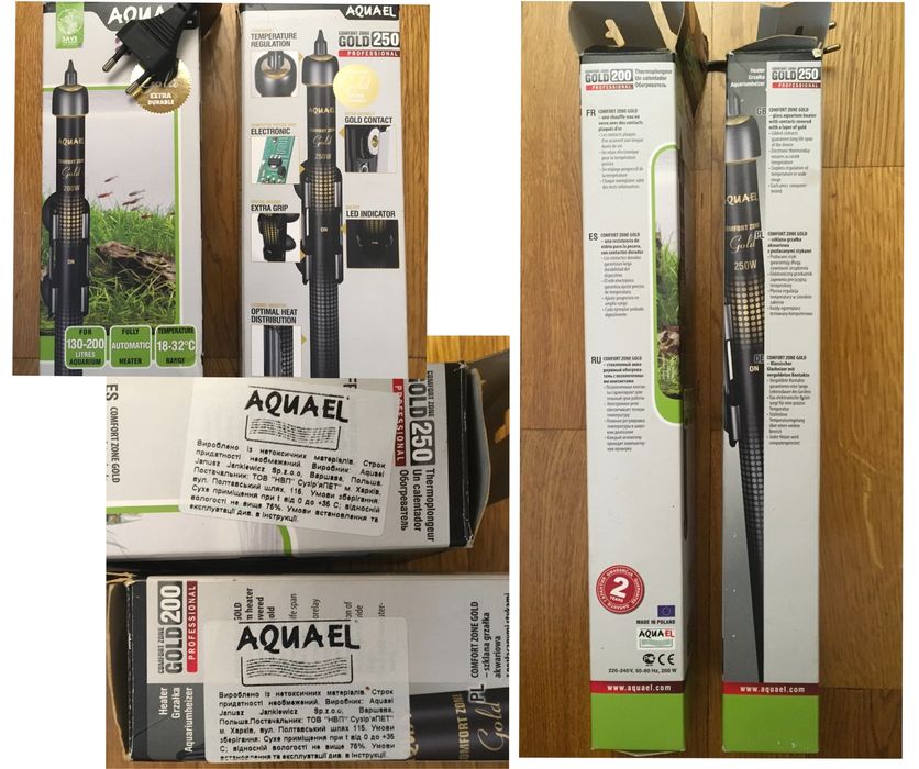 Стеклянный аквариумный обогреватель с позолоченными контактами COMFORT