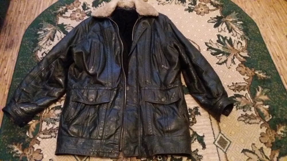 Мужская зимняя кожаная куртка
