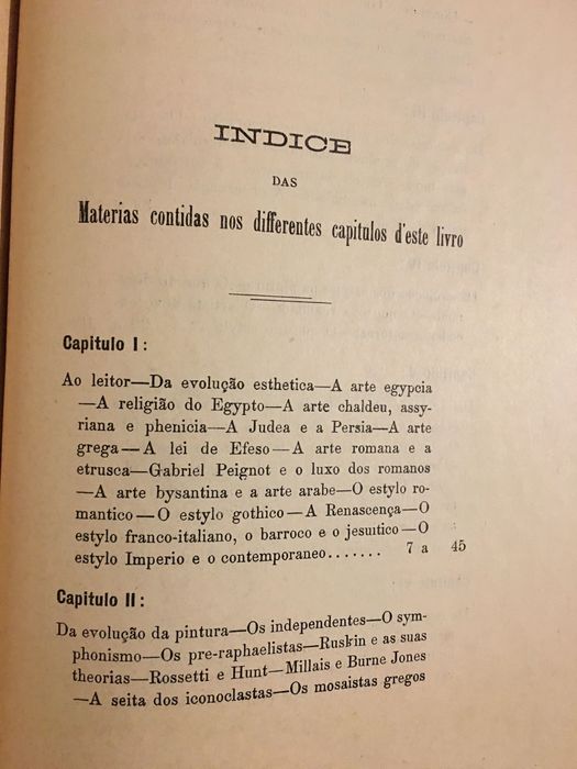 Evolução dos Estylos/ Pintura Portuguesa/ Sumário Artes Plásticas