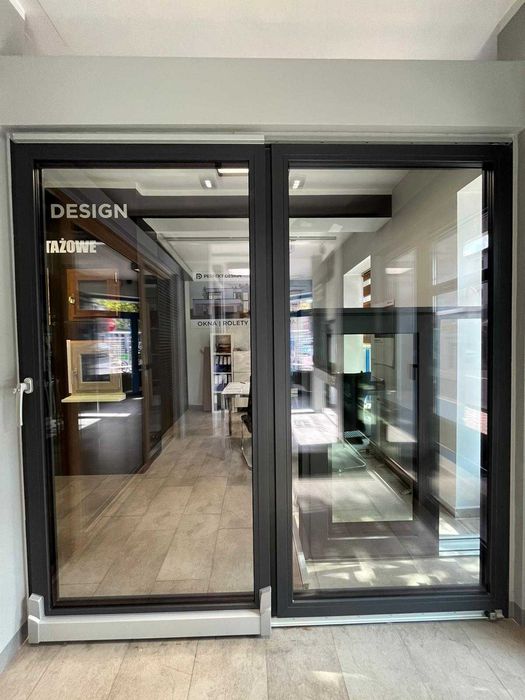 Okno PSK przesuwne Oknoplast Atrium antracyt 2220 x 2220 OKAZJA!