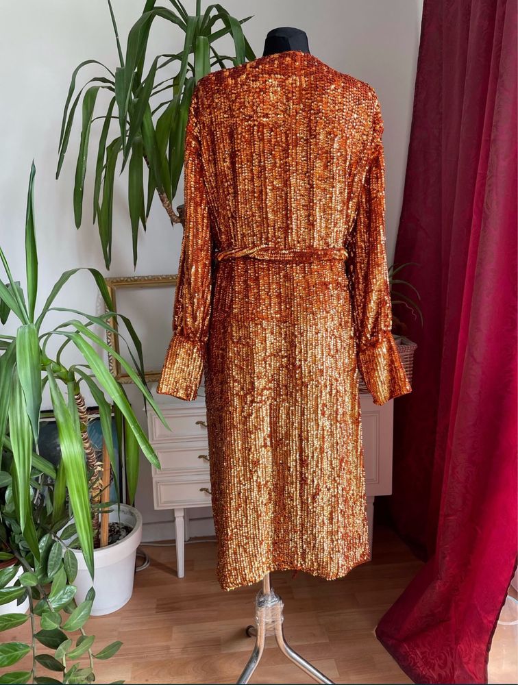 Asos cekinowa kopertowa sukienka midi midaxi asos luxe s 36 m 38