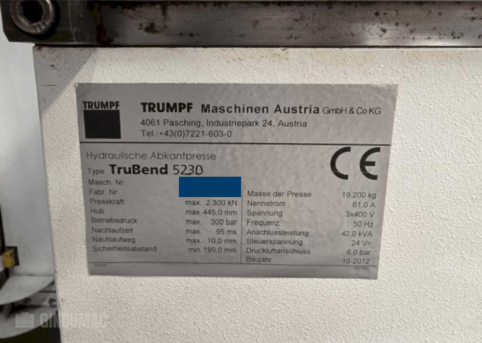 Prasa krawędziowa TRUMPF TruBend 5230 (2012)