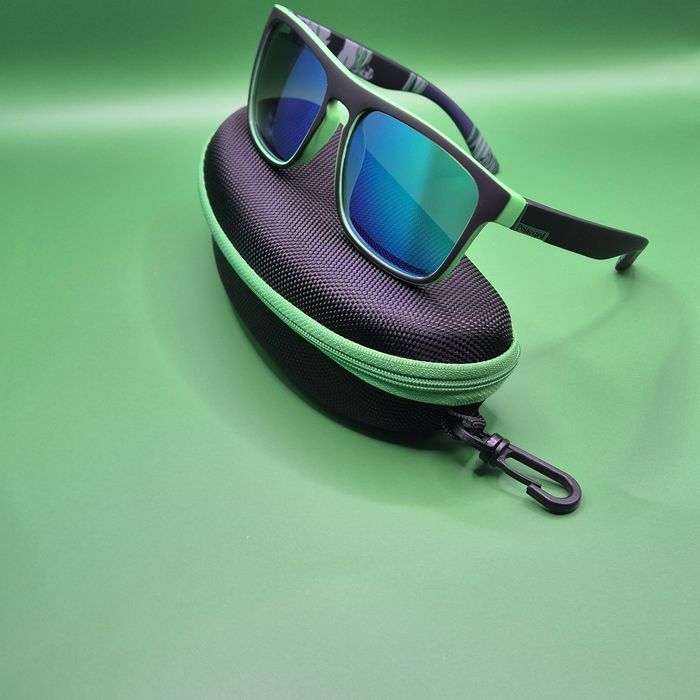 Okulary przeciwsłoneczne polaryzacyjne zielone lustrzanki +Etui Gratis