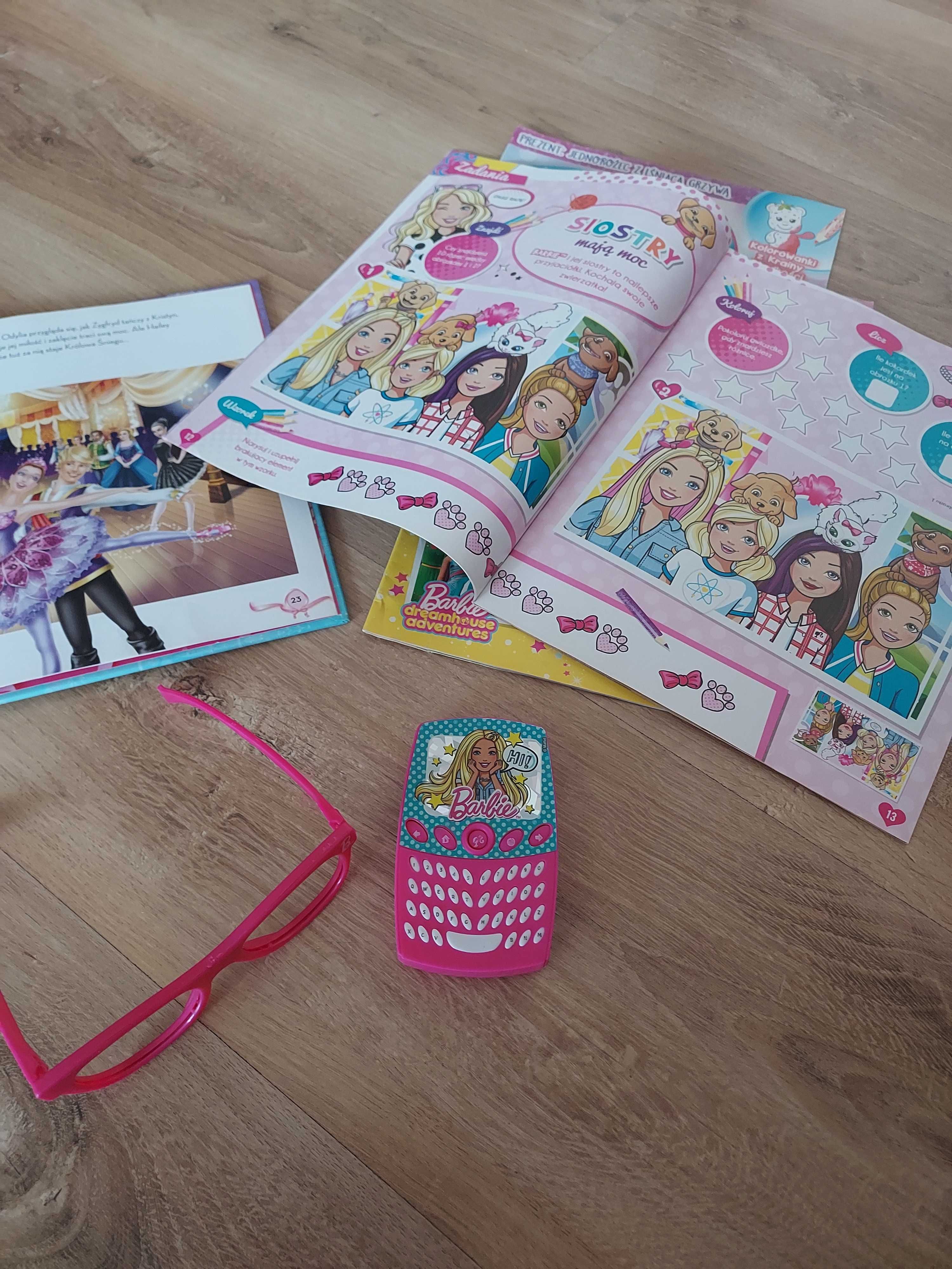 Barbie okulary telefon książka gazetki