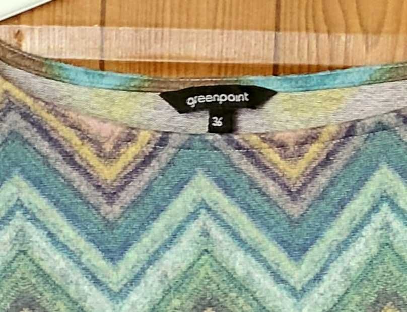 Bluza bluzka 36 S niebieska zielona zygzak Greenpoint miękka 34 XS