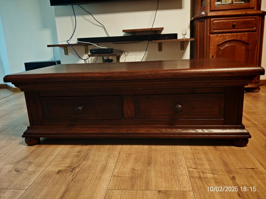 Ława / Stolik / Szafka pod TV z szufladami z drewna dębowego