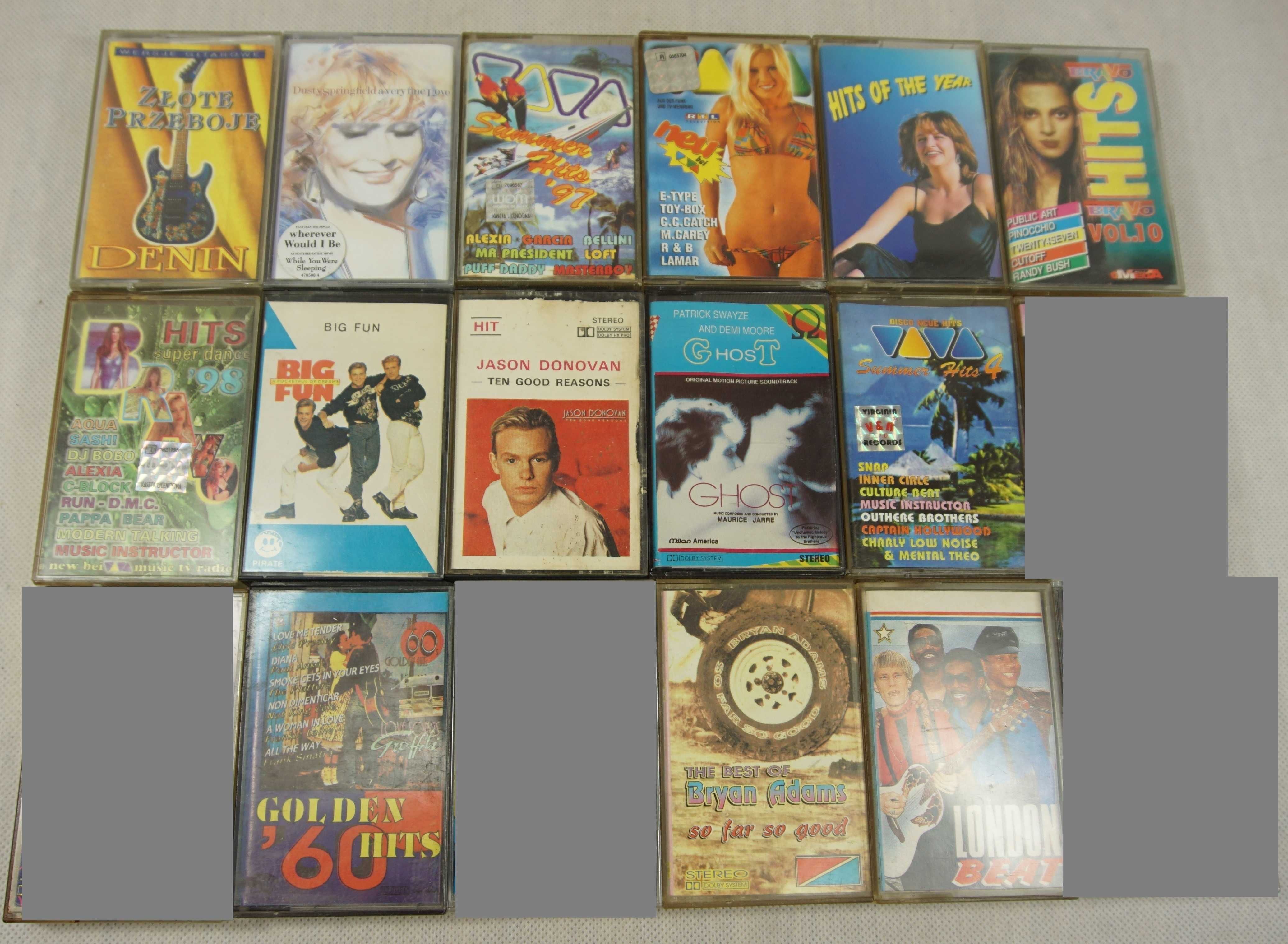 26 kaset magnetofonowych z muzyką disco i pop.