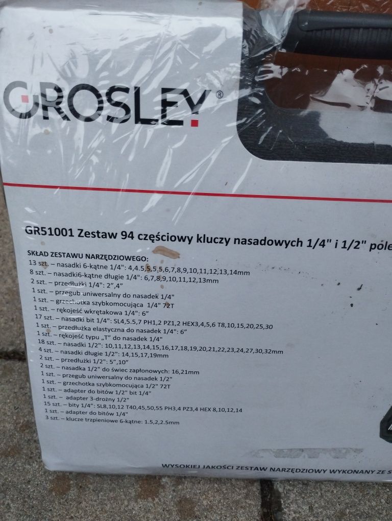 Klucze nasadowe zestaw 94 -częściowy  1/4" i 1/2" POLER Grosley GR510