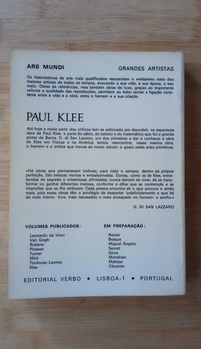 Paul Klee - Colecção: Grandes Artistas - G. Di San Lazzaro
