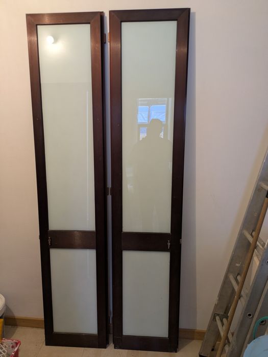 Duas portas com vidro, sem aro, 218cm x 45cm