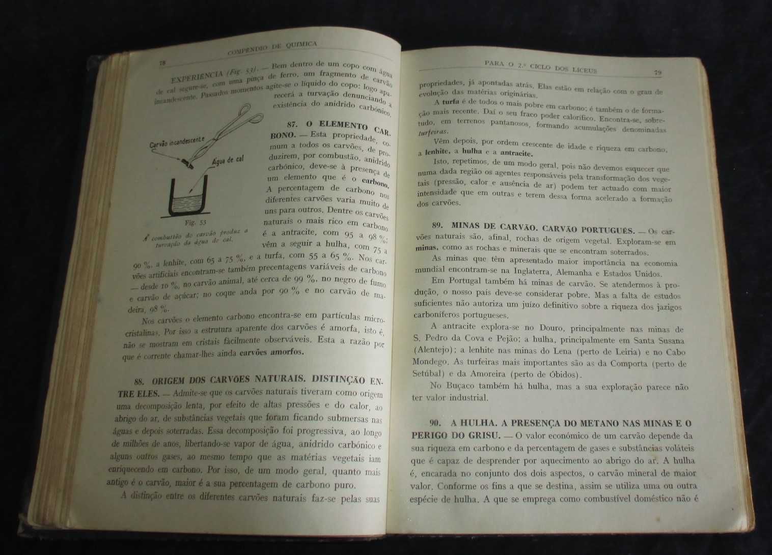 Livro Compêndio de Química José A. Teixeira 2º ciclo liceal