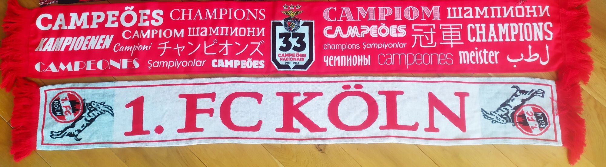 Komplet 2 szalików piłkarskich - Benfica Lizbona i FC Koln