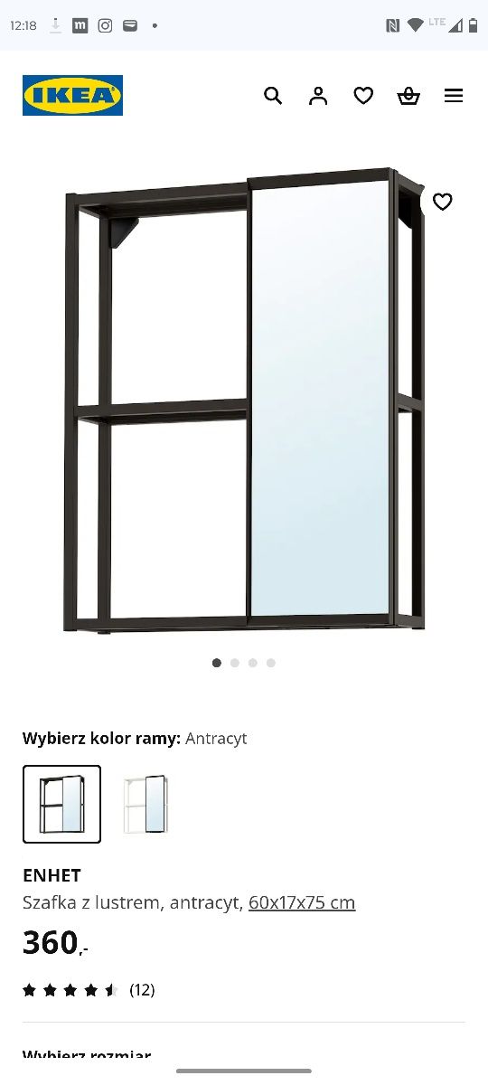 Szafka z lustrem IKEA 60x17x75
