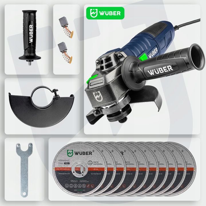 Kątówka Szlifierka Kątowa Diax 1500w Mocna + 10 Tarcz 125mm Zestaw Xxl