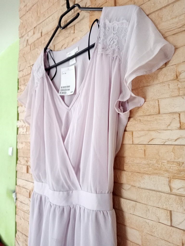 Sukienka szara, elegancka, wiązana, gumka, rozmiar XS, H&M Mama