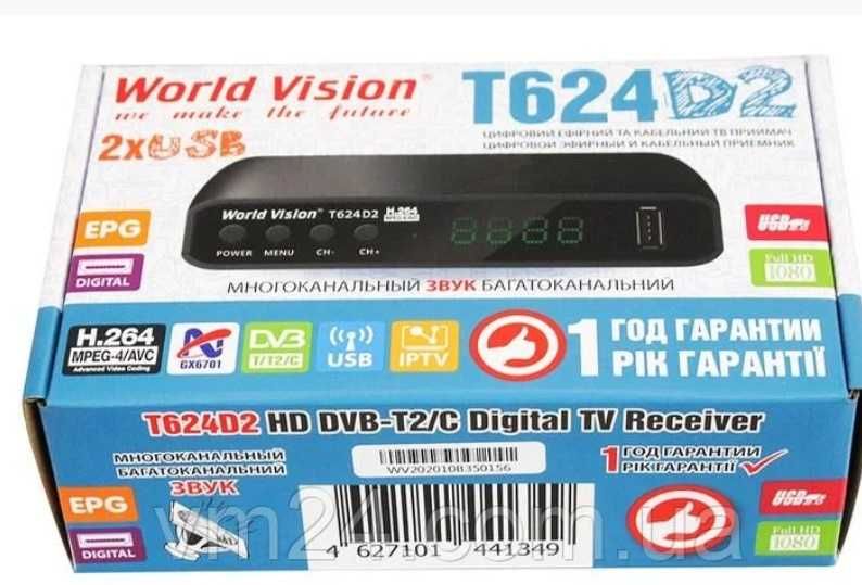 тюнер DVB Т2 тюнер World Vision T624D3\D2 IPTV плеер,YouTube,Цифровой