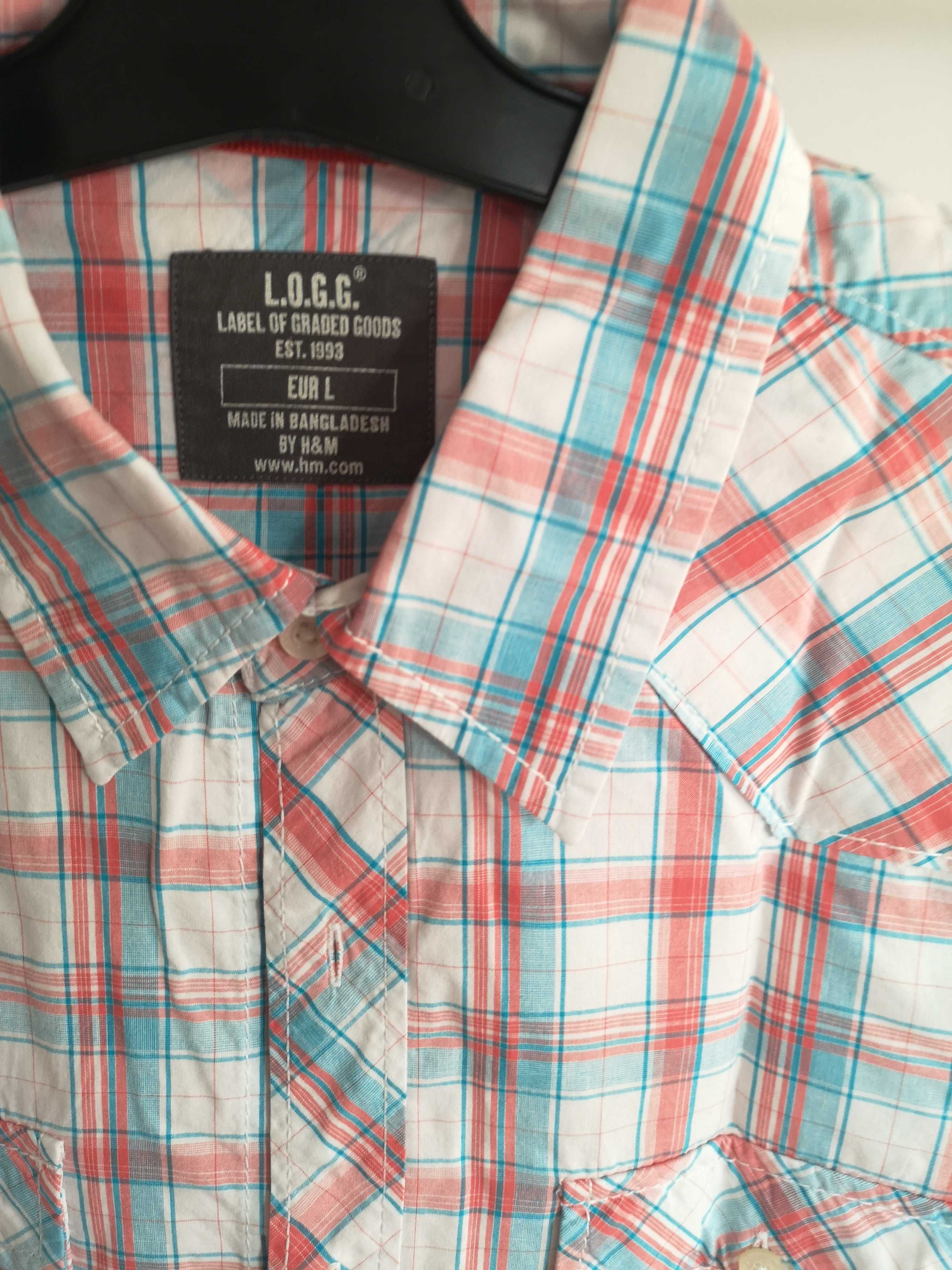 H&M koszula w kratkę z krótkim rękawem r. 40/L