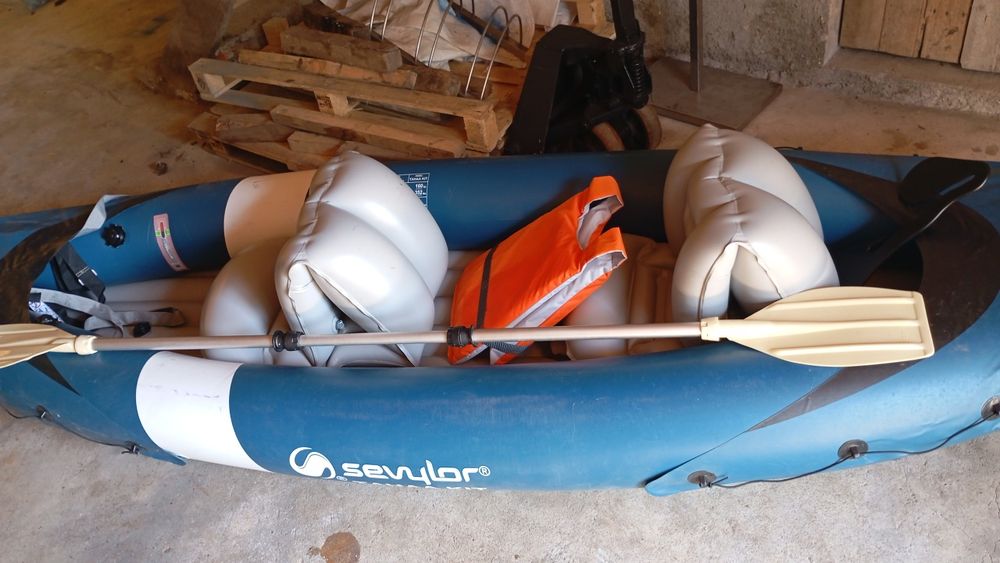 Barco 2 lugares como novo pagaias bomba colete direção tudo